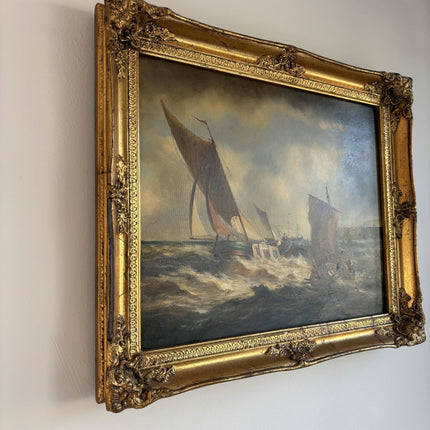 Refined Oil Painting Seascape "Sailing Vessels" Authentic Medium Artwork - HollandArtShop