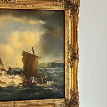 Refined Oil Painting Seascape "Sailing Vessels" Authentic Medium Artwork - HollandArtShop