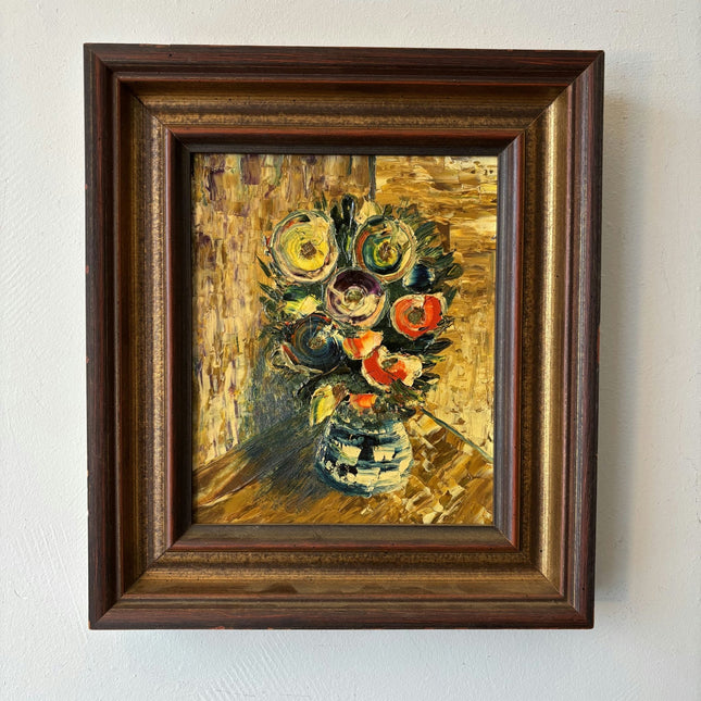 Refined Still Life Oil Painting "Colorful Bouquet" Wonderful Small Artwork - HollandArtShop