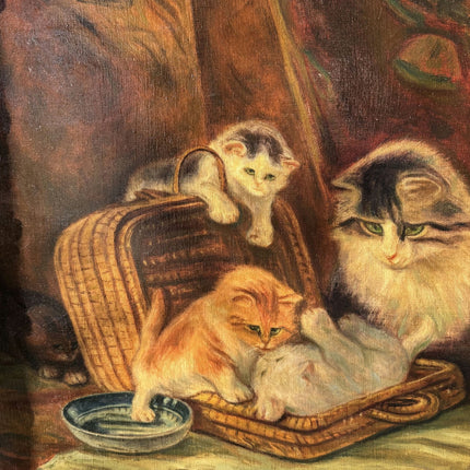 Remarkable Animals Oil Painting "Playful Kittens" Classic Large Artwork - HollandArtShop