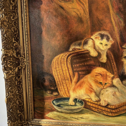 Remarkable Animals Oil Painting "Playful Kittens" Classic Large Artwork - HollandArtShop