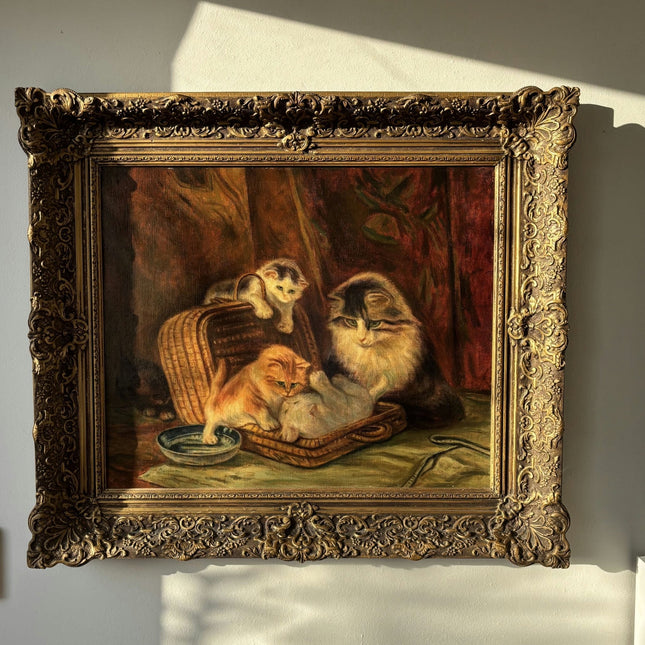 Remarkable Animals Oil Painting "Playful Kittens" Classic Large Artwork - HollandArtShop