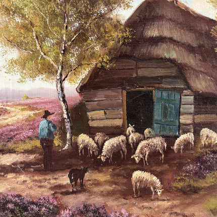 Remarkable Oil Painting Animals "Shepherds Hut" Wonderful Large Art - HollandArtShop