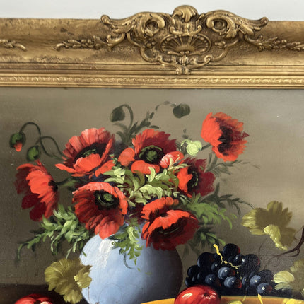 Remarkable Oil Painting Floral Still Life "Poppy Bouquet" Refined Large Artwork - HollandArtShop