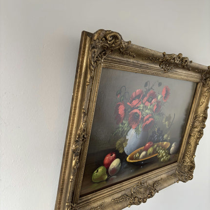 Remarkable Oil Painting Floral Still Life "Poppy Bouquet" Refined Large Artwork - HollandArtShop