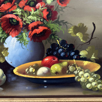 Remarkable Oil Painting Floral Still Life "Poppy Bouquet" Refined Large Artwork - HollandArtShop