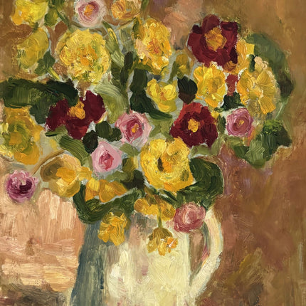 Remarkable Oil Painting Flowery Still Life "Floral Arrangement" Small Art - HollandArtShop