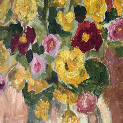 Remarkable Oil Painting Flowery Still Life "Floral Arrangement" Small Art - HollandArtShop