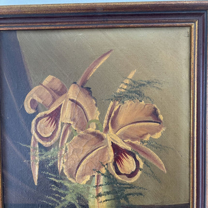 Remarkable Oil Painting Flowery Still Life "Orchid Vase" Fine Small Art - HollandArtShop