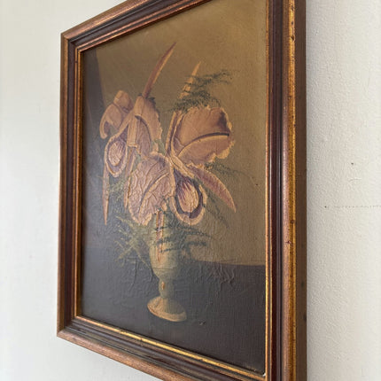 Remarkable Oil Painting Flowery Still Life "Orchid Vase" Fine Small Art - HollandArtShop