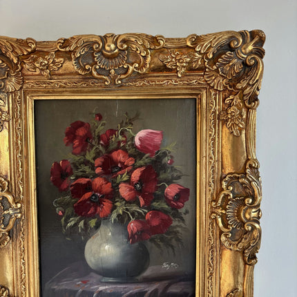 Remarkable Oil Painting Flowery Still Life "Poppy Bouquet" Classic Dutch Artwork - HollandArtShop