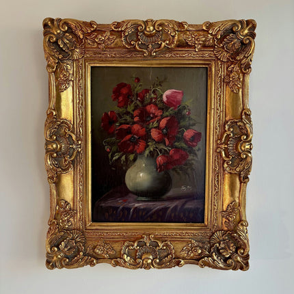 Remarkable Oil Painting Flowery Still Life "Poppy Bouquet" Classic Dutch Artwork - HollandArtShop