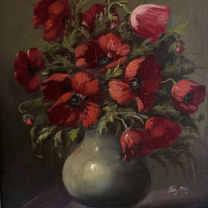 Remarkable Oil Painting Flowery Still Life "Poppy Bouquet" Classic Dutch Artwork - HollandArtShop