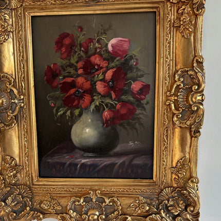 Remarkable Oil Painting Flowery Still Life "Poppy Bouquet" Classic Dutch Artwork - HollandArtShop