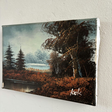 Remarkable Oil Painting Landscape "Autumn Trees" Expressive Small Artwork - HollandArtShop