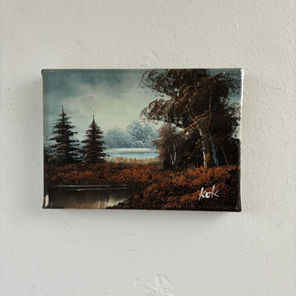Remarkable Oil Painting Landscape "Autumn Trees" Expressive Small Artwork - HollandArtShop