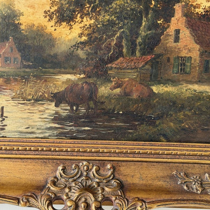Remarkable Oil Painting Landscape "Cows By River" Figurative Medium Art - Holland Art Shop