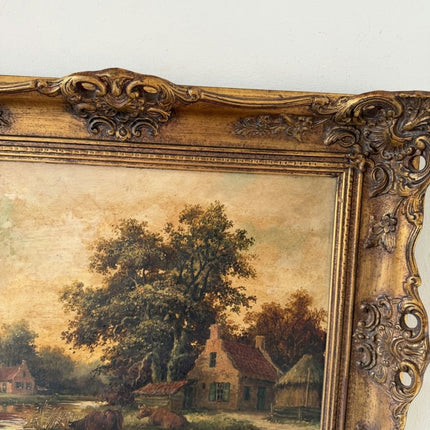 Remarkable Oil Painting Landscape "Cows By River" Figurative Medium Art - Holland Art Shop