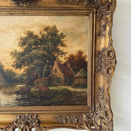 Remarkable Oil Painting Landscape "Cows By River" Figurative Medium Art - Holland Art Shop