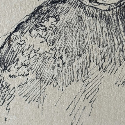 Remarkable Portrait Ink Drawing "Profile Portrait" Authentic Small Artwork - HollandArtShop