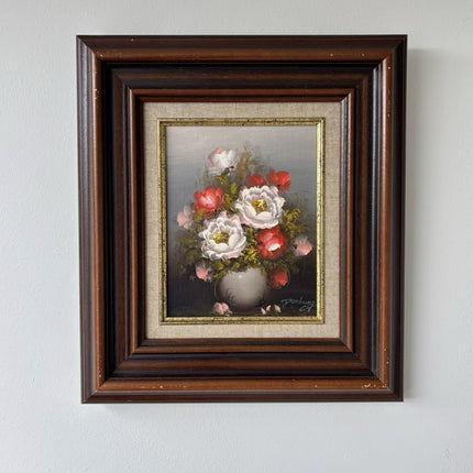 “Roses and Peonies” Vintage Oil Painting Still Life Flowers Signed Domburg - HollandArtShop