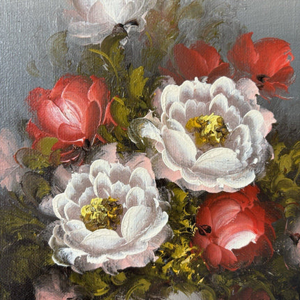 “Roses and Peonies” Vintage Oil Painting Still Life Flowers Signed Domburg - HollandArtShop