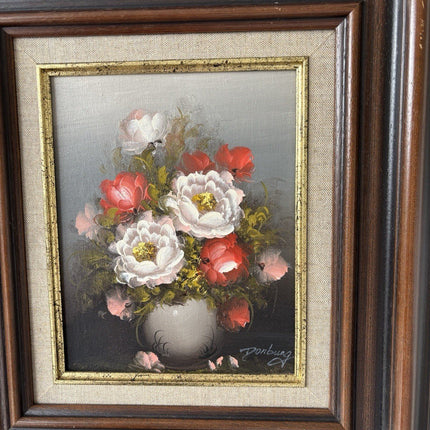 “Roses and Peonies” Vintage Oil Painting Still Life Flowers Signed Domburg - HollandArtShop