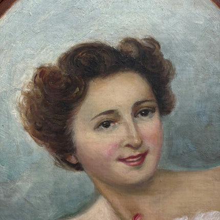 Handcrafted Portrait Oil Painting "Smiling Woman" Vintage Small Artwork Holland Art Shop