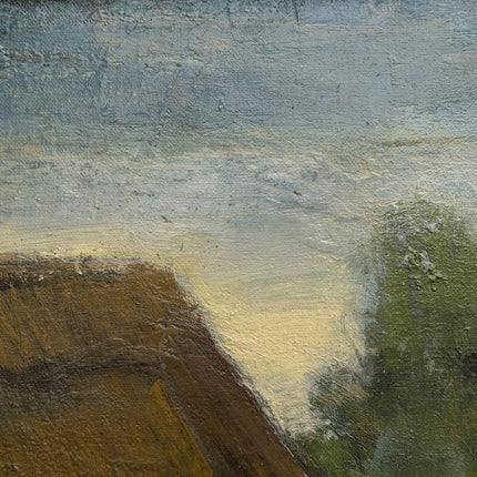 Handcrafted Farm Oil Painting "Thatched House" Rustic Artwork Holland Art Shop