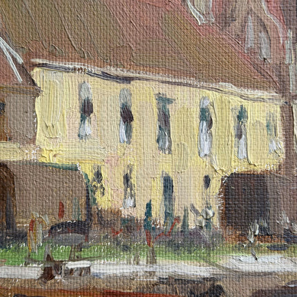 Traditional Harbor Scene Oil Painting "Docked Barge" Classic Artwork Holland Art Shop