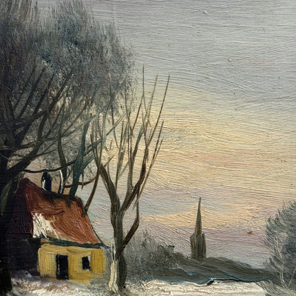 Authentic Winter Landscape Oil Painting "Golden Frame" Traditional Art Holland Art Shop
