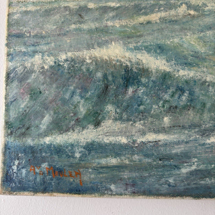 “SAILING THE WAVES” Vintage Oil Painting Seascape Ship Ocean Artwork - HollandArtShop