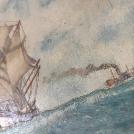 “SAILING THE WAVES” Vintage Oil Painting Seascape Ship Ocean Artwork - HollandArtShop