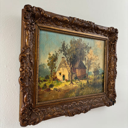 Detailed Landscape Oil Painting "Thatched Cottage" Classic Small Art Holland Art Shop