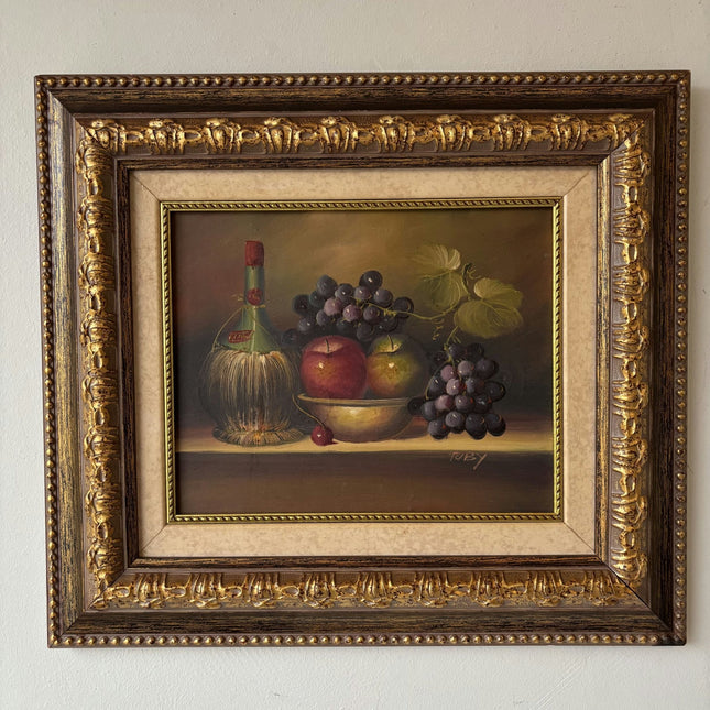 Still Life Oil Painted On Canvas With Ornate frame from ca 1970 - HollandArtShop