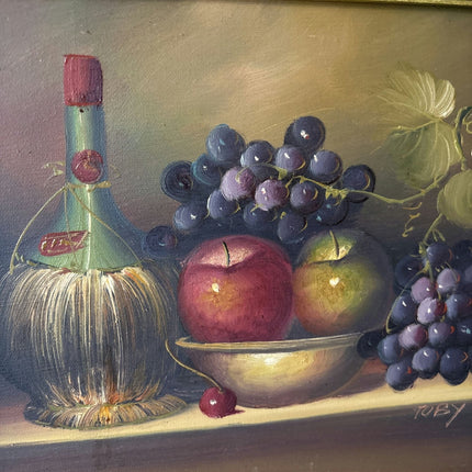 Still Life Oil Painted On Canvas With Ornate frame from ca 1970 - HollandArtShop