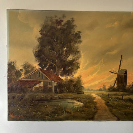 Striking Landscape Oil Painting "Windmill Path" Classic Large Artwork - HollandArtShop