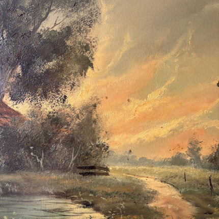 Striking Landscape Oil Painting "Windmill Path" Classic Large Artwork - HollandArtShop