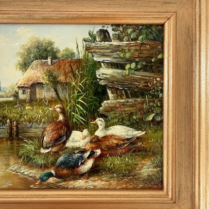 Striking Oil Painting Animals "Ducks By Water" Refined Small Art - Holland Art Shop