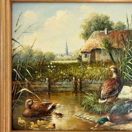 Striking Oil Painting Animals "Ducks By Water" Refined Small Art - Holland Art Shop