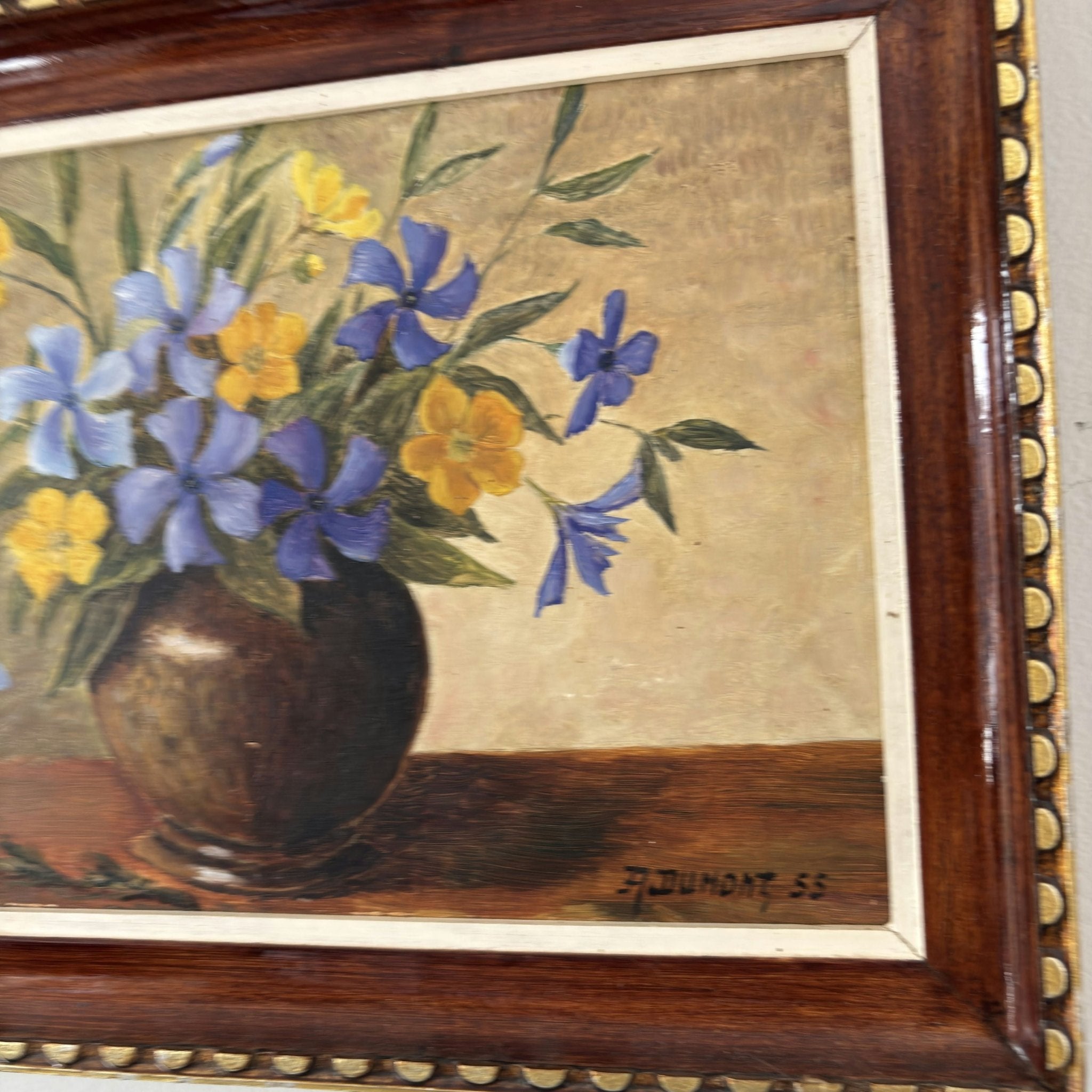 Striking Oil Painting Flowery Still Life 