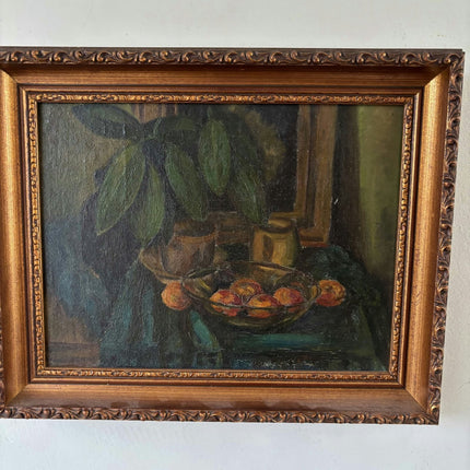 Striking Oil Painting Still Life "Fruit Bowl" Remarkable Small Art - HollandArtShop
