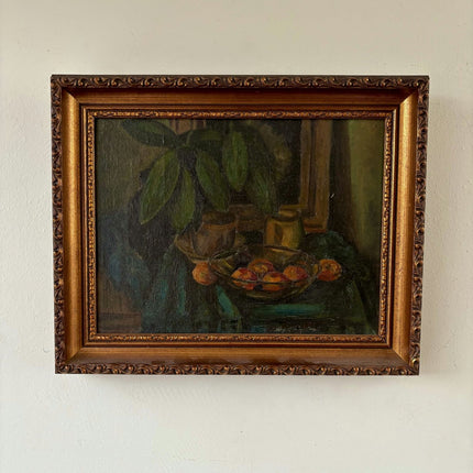 Striking Oil Painting Still Life "Fruit Bowl" Remarkable Small Art - HollandArtShop