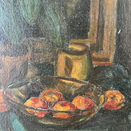 Striking Oil Painting Still Life "Fruit Bowl" Remarkable Small Art - HollandArtShop
