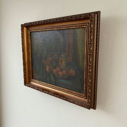 Striking Oil Painting Still Life "Fruit Bowl" Remarkable Small Art - HollandArtShop