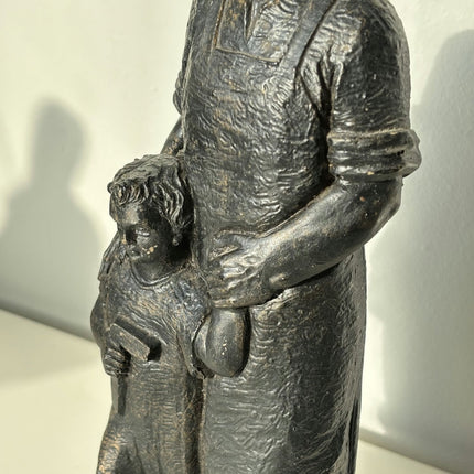 Striking Portrait Sculpture "Father And Child" Handcrafted Small Art - HollandArtShop