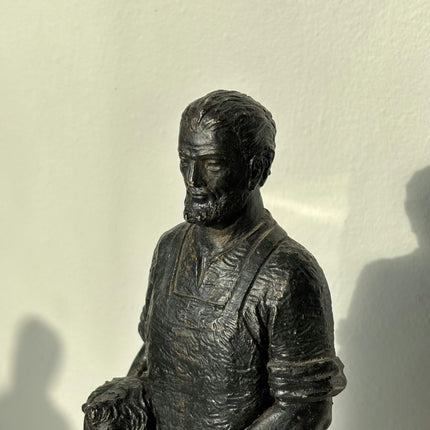 Striking Portrait Sculpture "Father And Child" Handcrafted Small Art - HollandArtShop