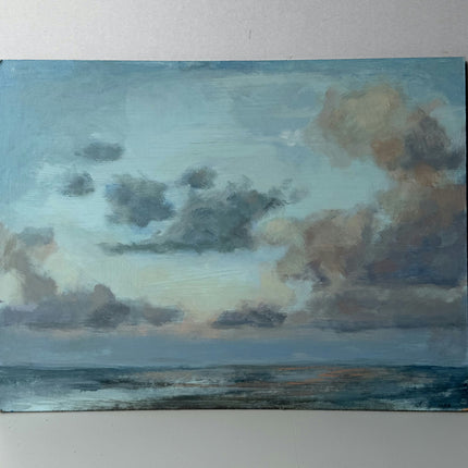 Elegant Seascape Oil Painting "Cloudy Sky" Classic Small Art Holland Art Shop