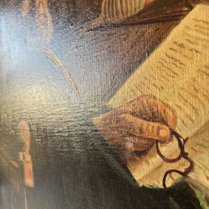 Thoughtful Elderly Scholar Oil Painting Library Books Antique sold without frame - HollandArtShop