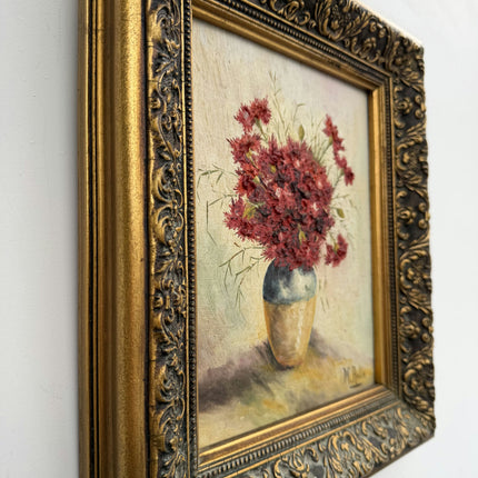 Handcrafted Floral Still Life Oil Painting "Red Vase" Expressive Small Art Holland Art Shop